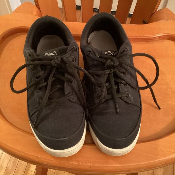 ALLBIRDS WOMENS SIZE 8 NATURAL BLACK CANVAS PACERS SNEAKERS - Picture 4 of 11